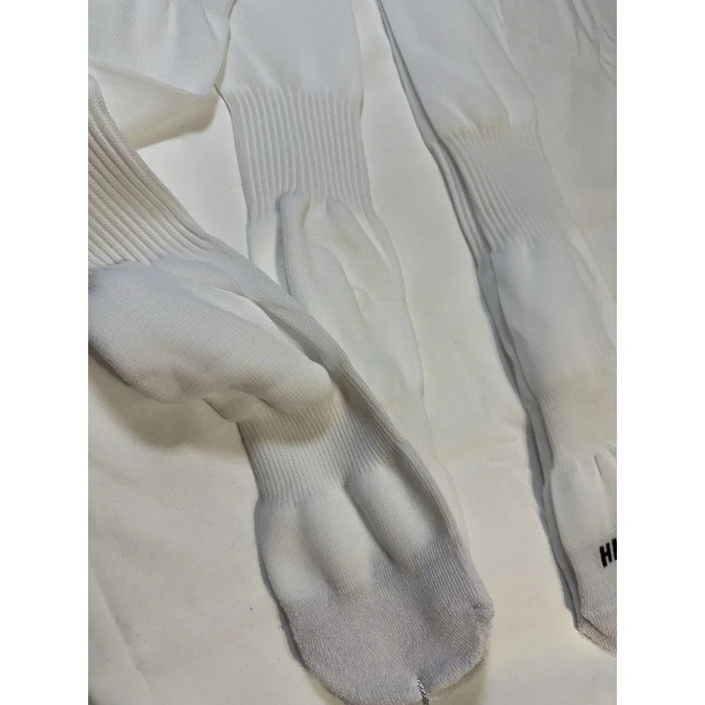 A0008-NEW 2-pk White Compression Soccer Socks Over The Calf Athletic Sports